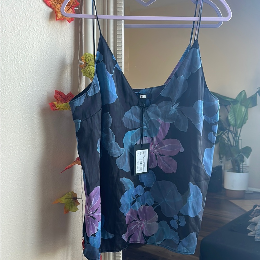 PAIGE Women's Black and Blue Floral Camisole